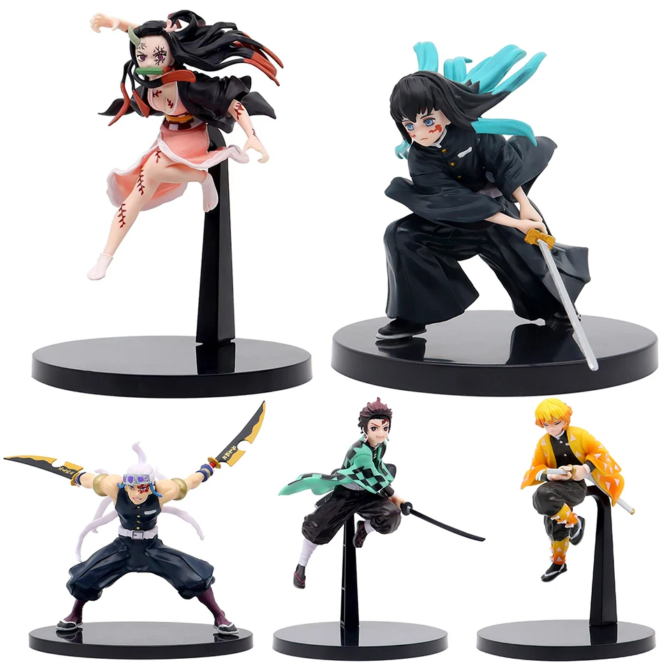 Anime Demon Slayer Kamado Tanjirou Zenitsu Figuren Spielzeug Kimetsu No Yaiba Nezuko Kamado Uzui Tengen PVC-Figuren Modell Puppen Geschenke