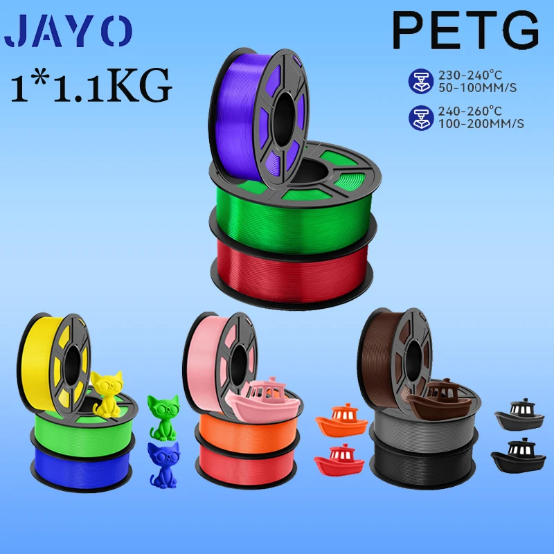 JAYO petg 3D Filament PETG 1.75mm 1KG Neatly Wound Toughness no bubbles 3D Printer Filament for FDM Muticolor