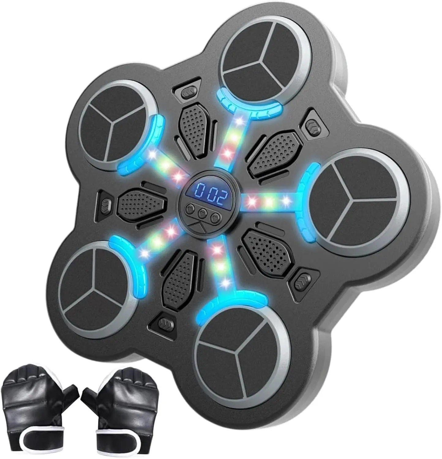 Machine de boxe musicale murale avec gants de boxe, Bluetooth, 3 vitesses et éclairage, entraîneur d'exercices pour enfants et adultes.