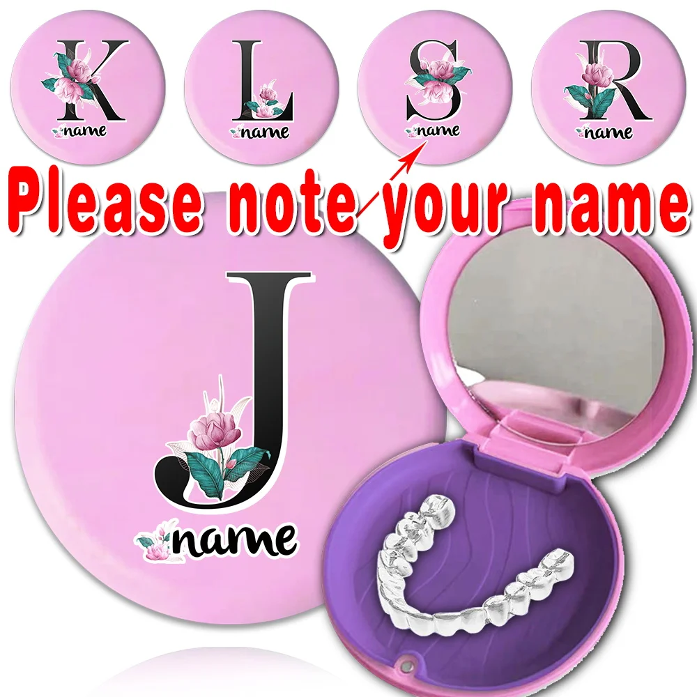 

Customized Name Portable Milk Teeth Box With Mirror Orthodontic Mouth Guard Box Braces Denture Organizer Holder Retainer Case