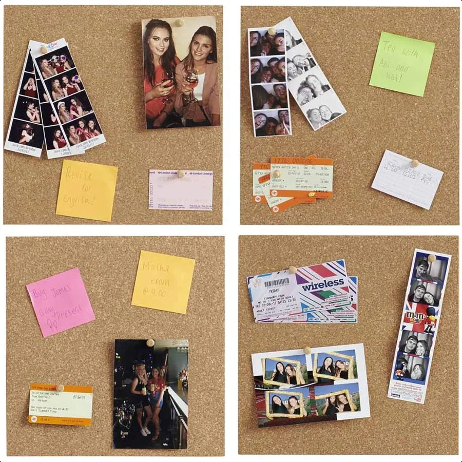 Cork Board 12"x12" 1 2" Thick Square Bulletin Boards 6 Pack Cork Tiles with 50 Push Pins Mini Wall SelfAdhesive Corkboards Tile