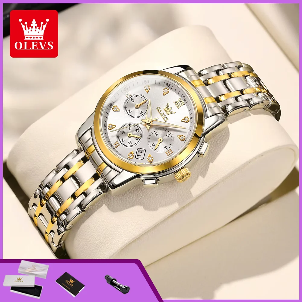 OLEVS 2858 Women's Watches Luxury Brand Quartz Watch for Women Chronograph Luminous Date Display Elegant Classic Ladies Watches