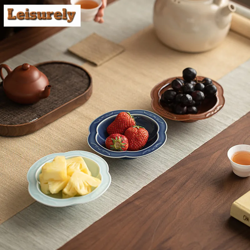 

Begonia Lotus Fruit Dishes Ретро Кондитерская тарелка Поднос для хранения еды Поднос для сервировки сухих фруктов Сервировочный поднос Ча Аксессуары Украшение