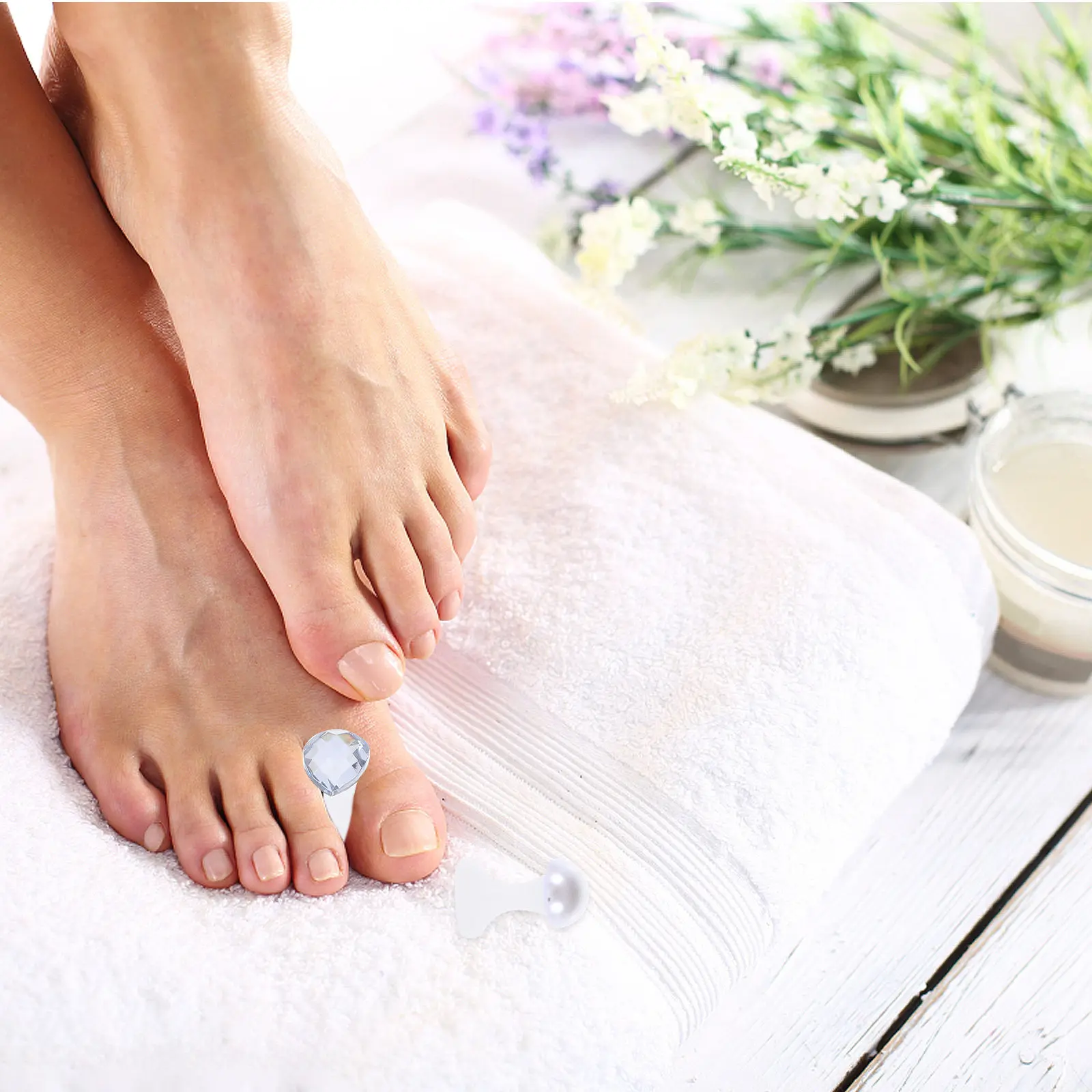 

2 комплекта силиконовых разделителей для пальцев ног с жемчужным дизайном в форме капли, мягкие и удобные, аксессуары для педикюра, маникюра и ухода за ногами