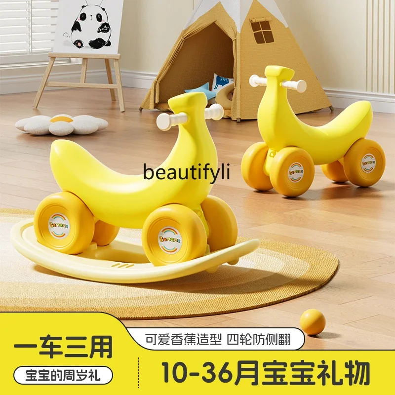 Banana cart rocking horse Trojan horse, two-in-one children's toy car baby yo