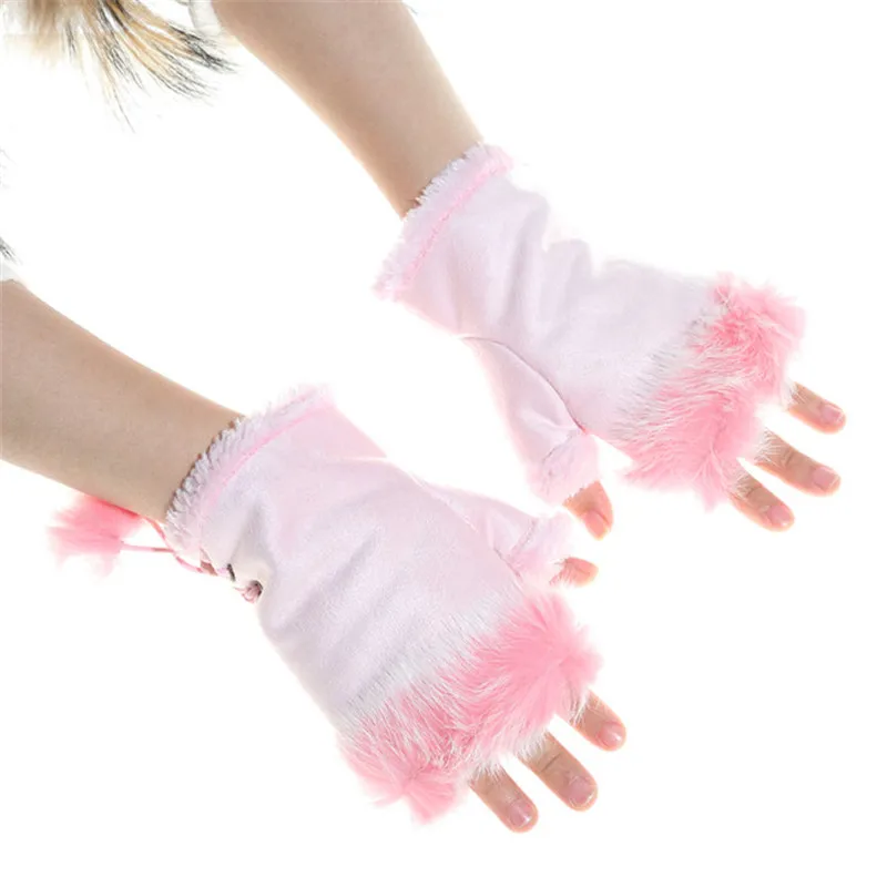 1 Pair Cute Women Skiing Gloves Stylish Half Finger Warmer Winter Autumn Fashion Female Gloves Crochet Mitten Warm Gloves