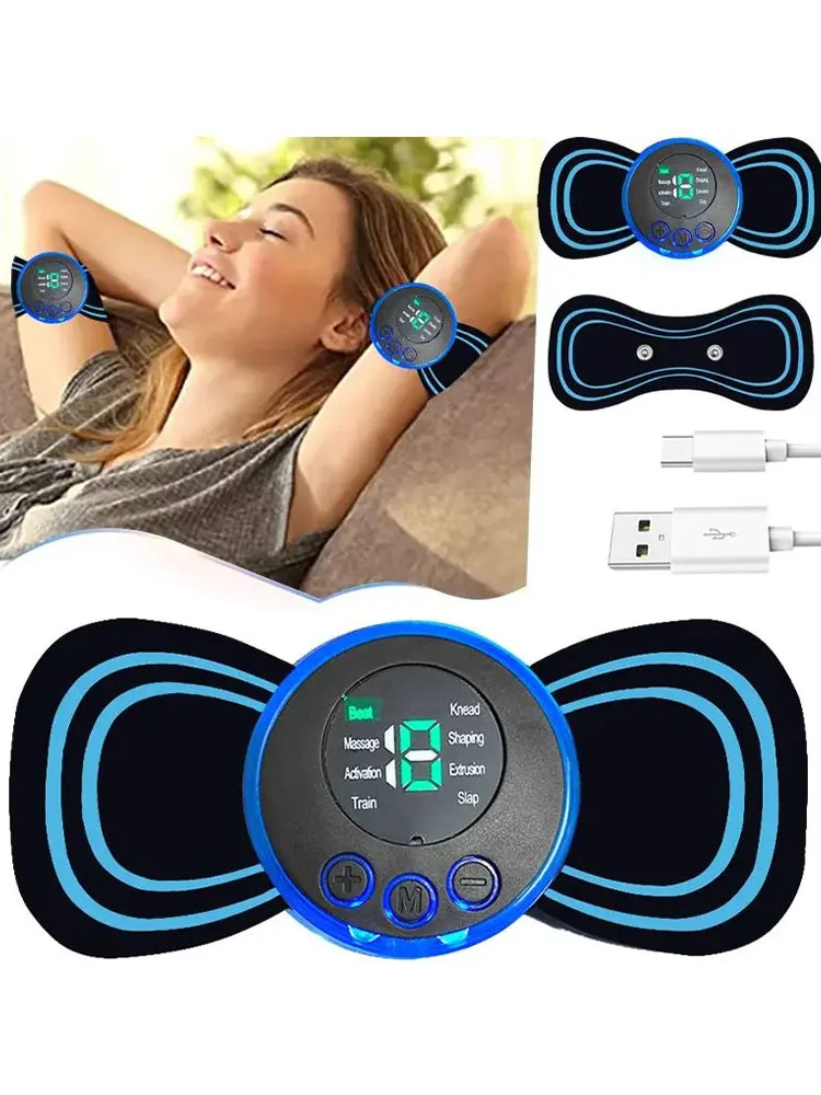 Mini Massage Patch Shoulder and Neck Instrument Portable Electric Neck Massager Intelligent Cervical Massager 8 Modes 19 Gears