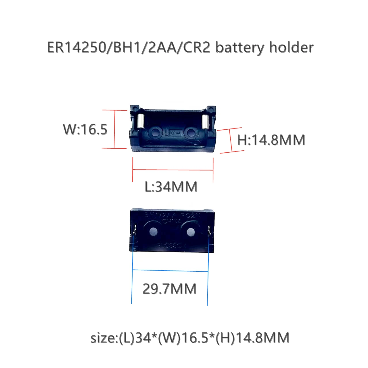 3V plastic ER14250 battery holder BH1/2AA battery box CR2 external battery box with wires and pins and smt