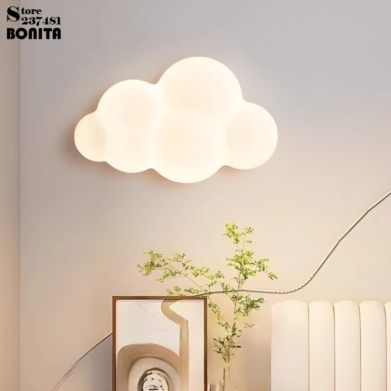 Led Glowing Cloud Wall Lamp, Modern Cream Style LED Night Light, Eye-Caring Bedside Light for Nursery, Bathroom, Living Room