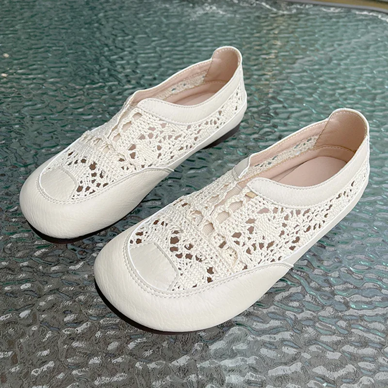 Women Loafers Shoes Mesh Casual Shallow Sandals 2024 Summer New Fashion Breathable Cozy Soft Boats Shoes Designer Women Sandals