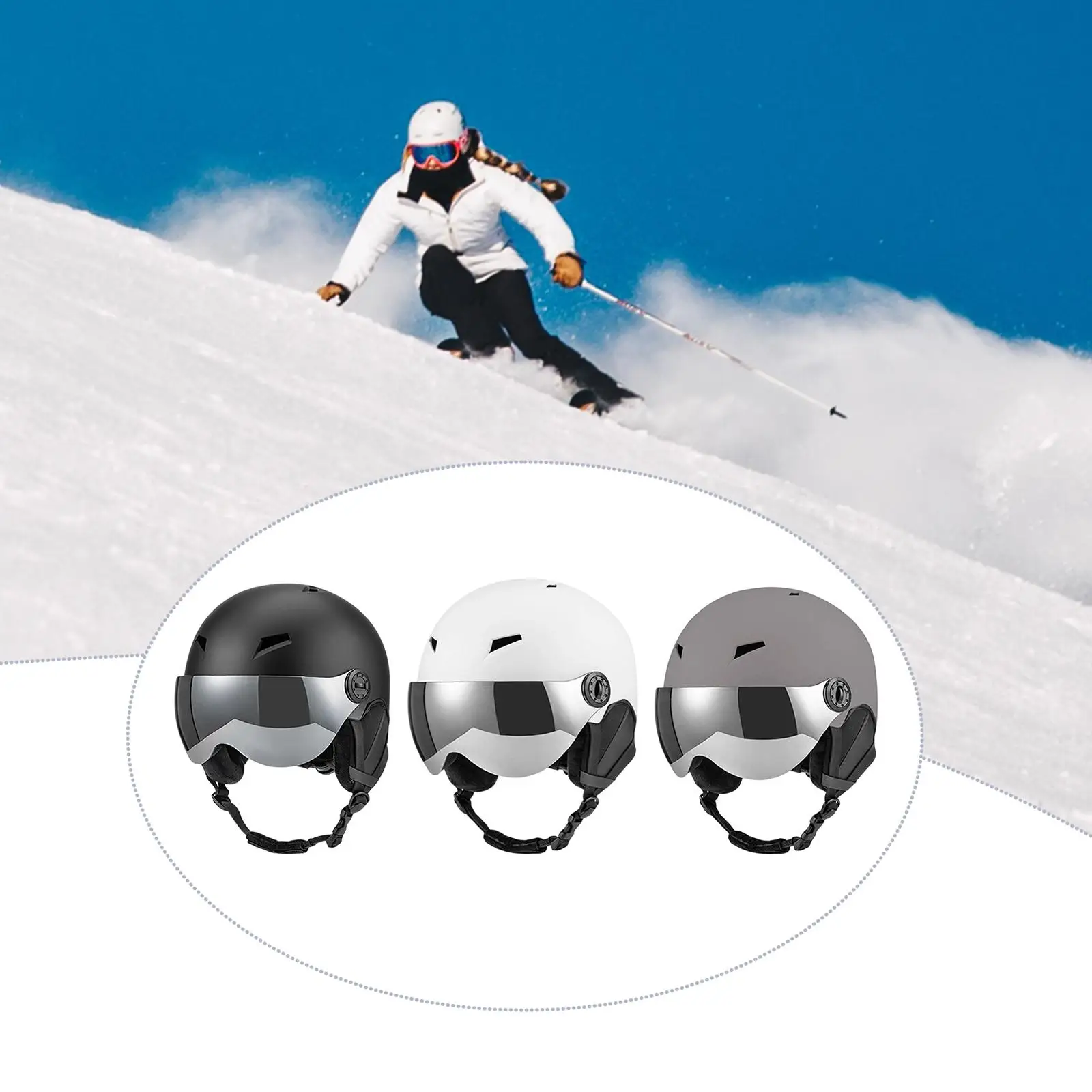 

Snowboard Helmet with Goggles Integrated Design Windproof Safety Gear for Winter Sport Activities