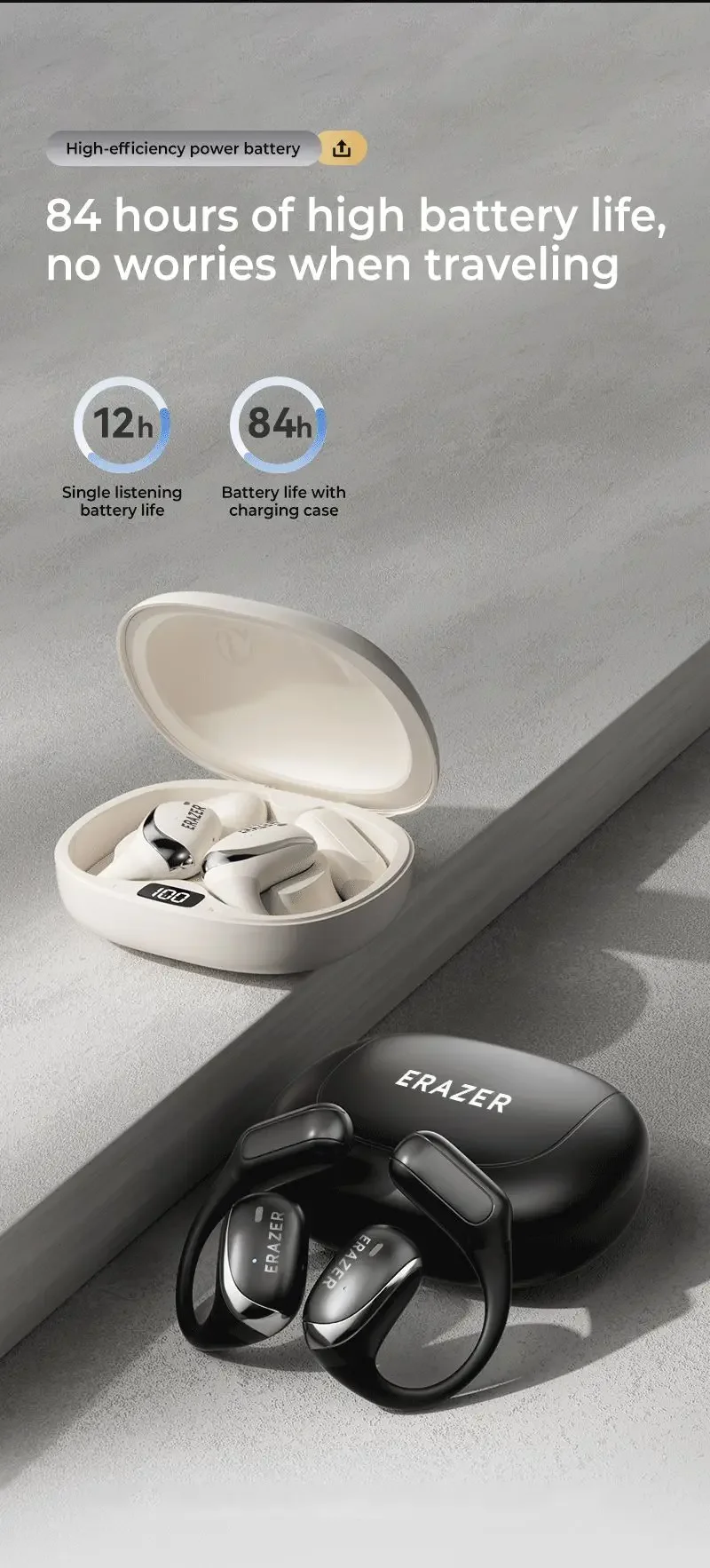 Original ERAZER X9 Drahtlose Kopfhörer OWS HiFi Stereo Sport Offene Bluetooth Kopfhörer mit Mikrofon Anruf Rauschunterdrückung Wasserdicht – Detail 10