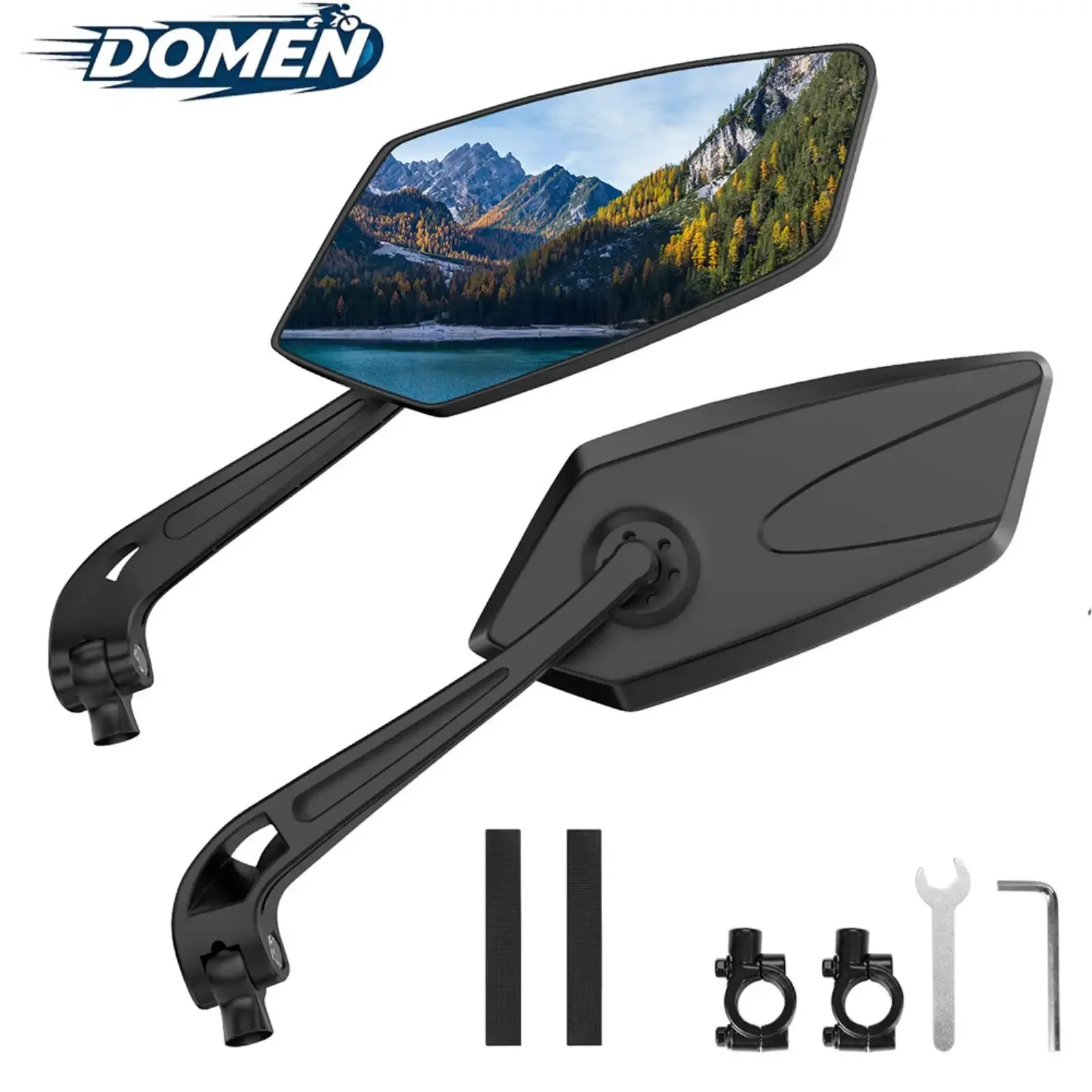

DOMEN Bicycle Rearview Wide-Angle Mirror Cycling 360° Rotate Road Bike Handlebar Rear View Mirrors Bike Accessories
