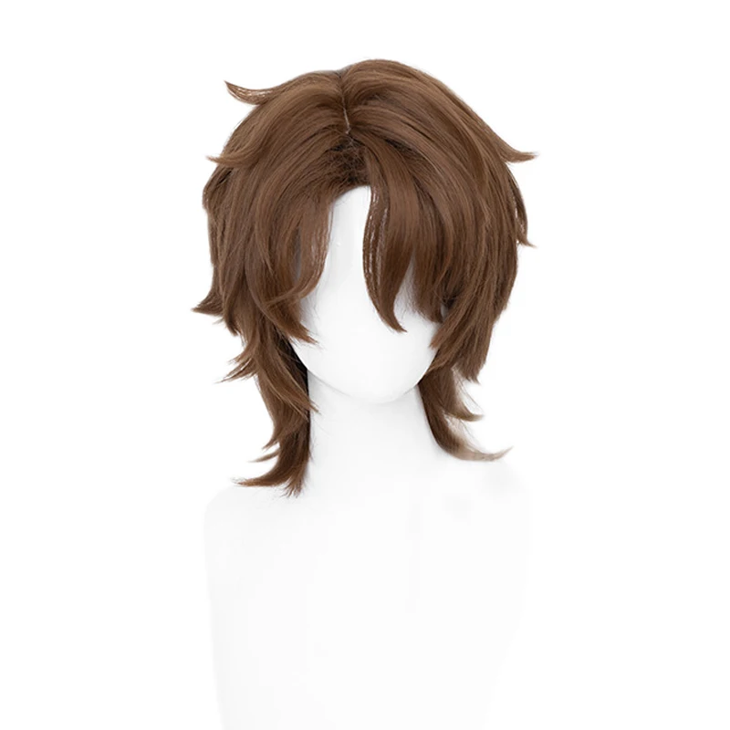 Wig l-email rambut sintetis permainan Honkai Star Rail Gallagher Wig Cosplay 40cm warna coklat Wig Cosplay wig tahan panas