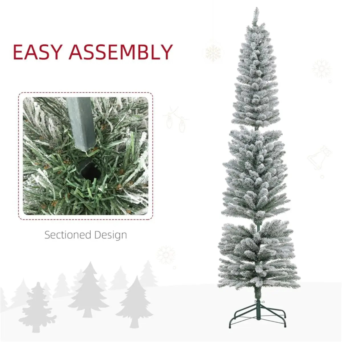 7ft Artificial Christmas Tree - Green Holiday Decoration for Home and Office Festivities