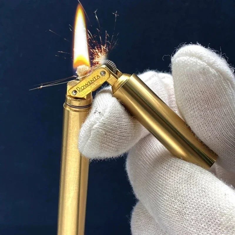 

Ретро-зажигалка из латуни в стиле нунчаку с кремнем и колесиком для зажигания, гаджет, подарок для мужчин