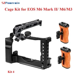 Powerwin Camera Cage Kit for Canon EOS M6 Mark II/M6 M3 Stabilizer Rig Protective Extension Frame Gimbal Screw Wooden Handle