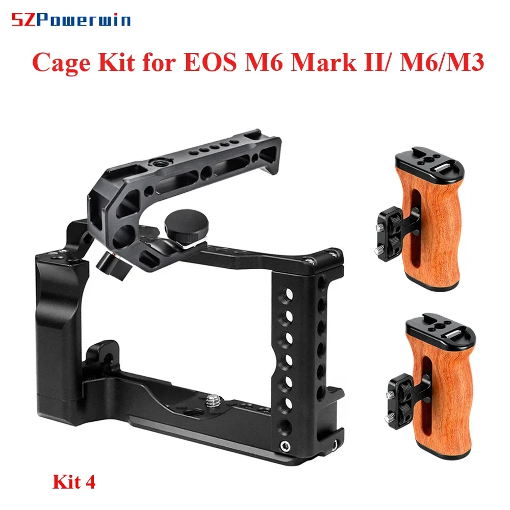 Zestaw klatek kamery Powerwin do stabilizatora Canon EOS M6 Mark II/M6 M3 Ochronna rama przedłużająca Śruba gimbala Drewniany uchwyt