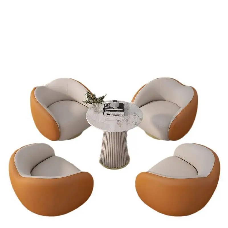 Vestíbulo de hotel simple para negociar el sofá de cuero de la recepción, combinación de sofá doble de ocio para salón de oficina de negocios