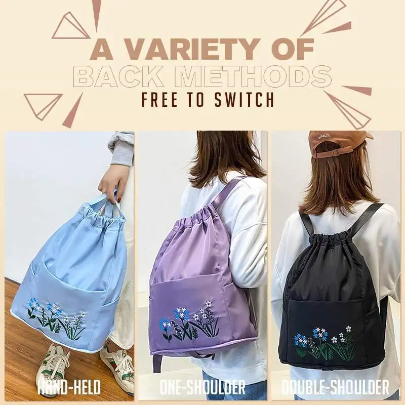 Women\'s Drawstring Backpack Folding Soft Multifunction Portable Fashion Women Travel Shopping Handbag Dropshipping