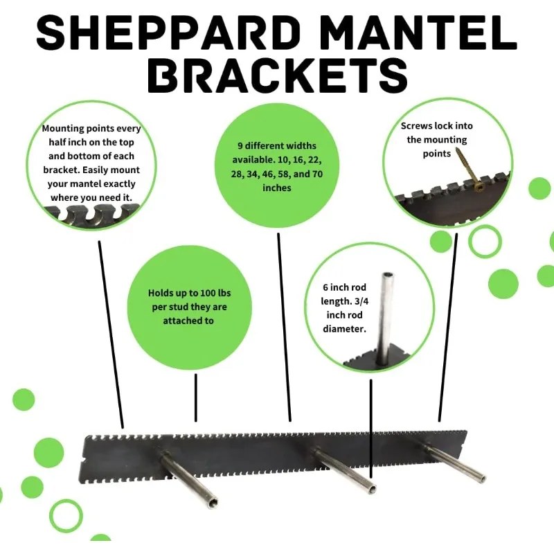 Bracket-Sheppard Brackets-Sheppard System-Heavy Duty Floating Mantel Bracket (9 in. rods, 70 in. Backplate)