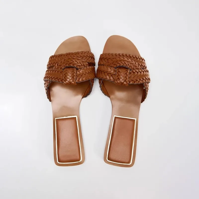 

Модные дизайнерские тапочки, женская обувь, лето 2021, сандалии на плоской подошве для отдыха и отдыха, богемные полутапочки ручной работы в стиле ретро, шлепанцы