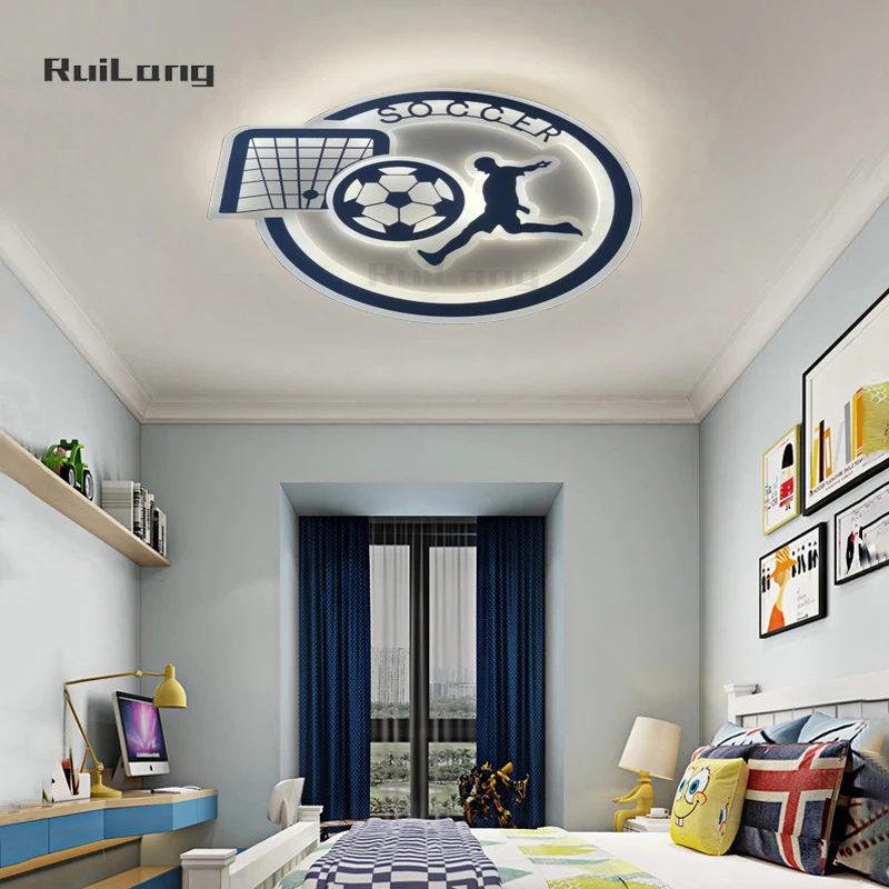 Kids Room Ceiling Light Football Lamp For Bedroom Boys Room Ceiling Light Soccer Lamp Ceiling Children Blue Chandelier Lighting