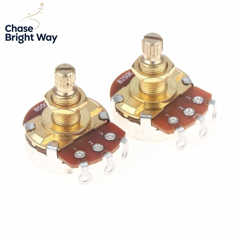 1Pcs Guitar Potentiometer Pot Low Torque And Low Noise Smooth Feel Brass Shaft A500K A250K B250K B500K