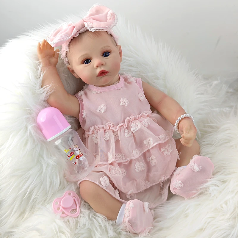 18 Inch 46 Cm 3D Huid Zachte Doek Lichaam Meisje Reborn Babypop Met Geschilderd Levensecht Haar Baby Reborn Speelgoed kinderen