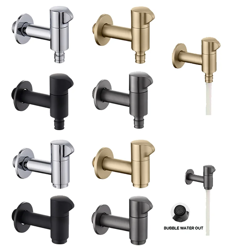 Brass Black Faucet Extended Outdoor Garden Faucet Wall Mounted Bathroom Corner Washing Machine Faucet
