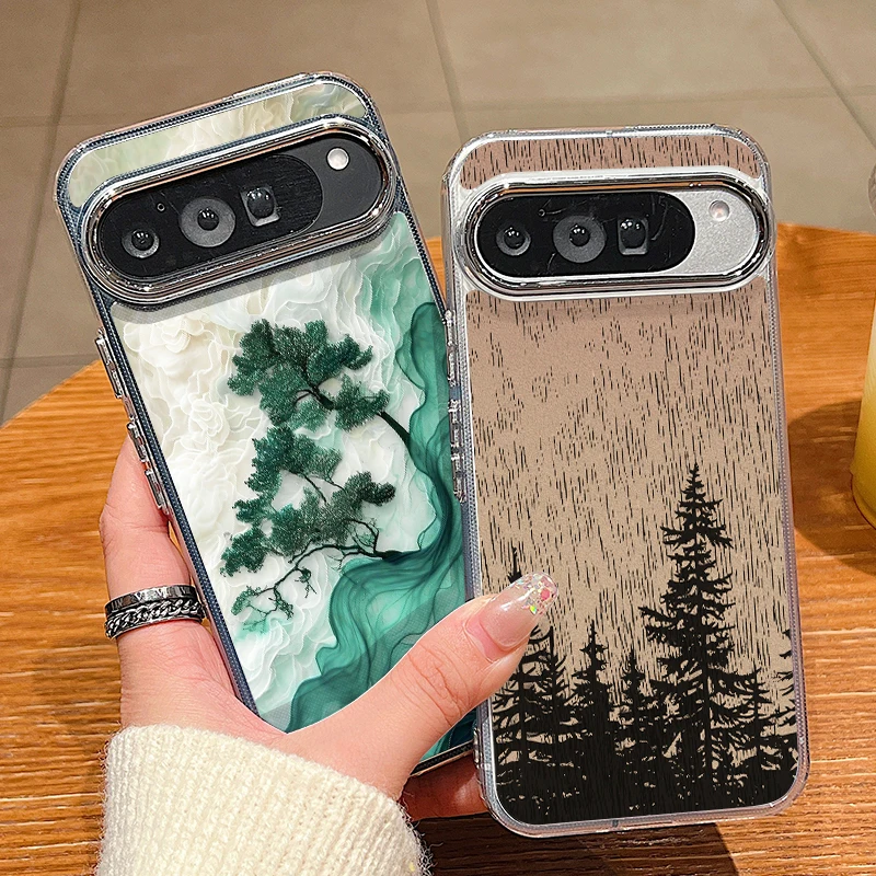 Retro Forest Pattern TPU Phone Case For Google Pixel 10 9 8 7 Pro Pixel 9 10 Pro XL 7A 8A 9A Shockproof Soft Clear Back Cover