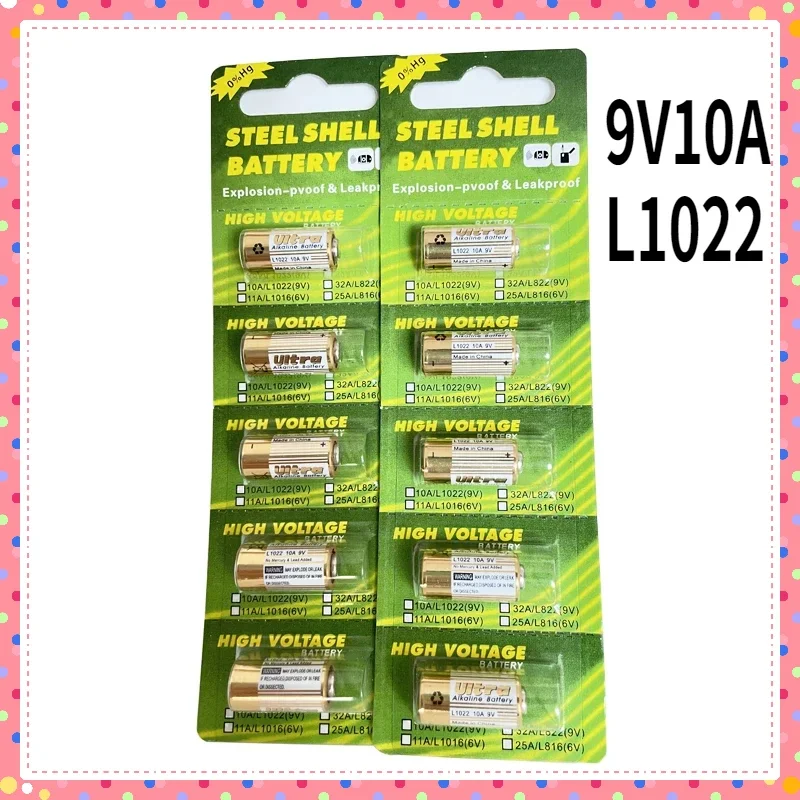 10Pcs 2Card Mouse electronic scale hearing aid computer motherboard Battery 10A 9V batteries 9V10A L1022 alkaline batteria