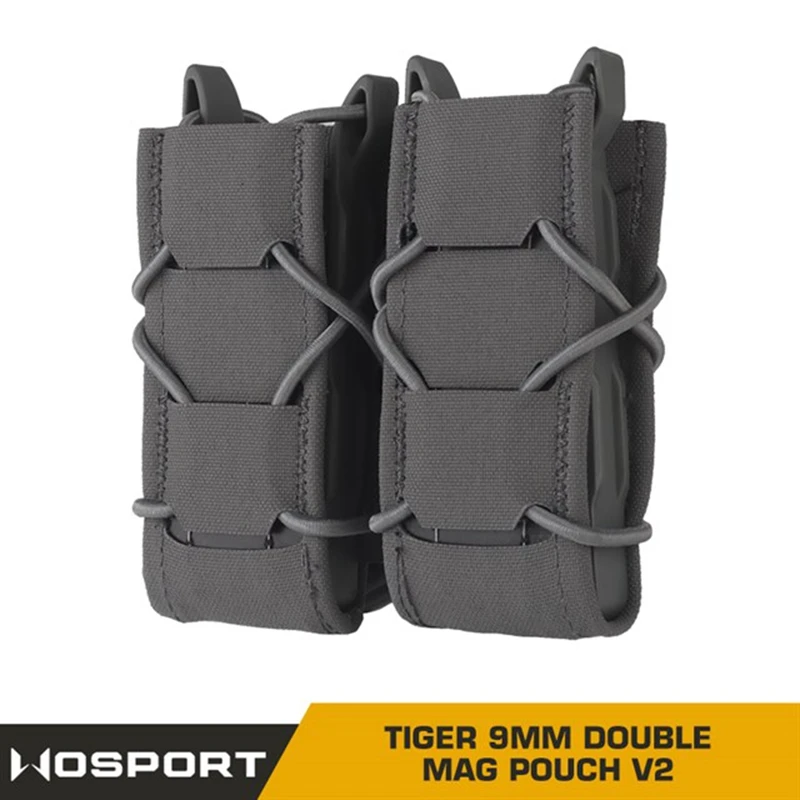 

V2 9mm Double Magazine Bag Hunting Molle Tool Bag Flashlight Knife and Pen Function Vest Belt Waist Accessory