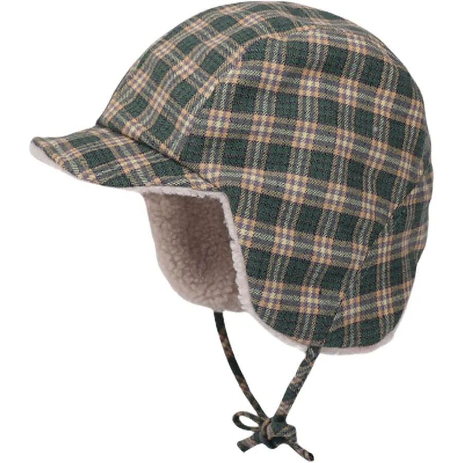 

Двусторонняя зимняя шапка с ушками для мужчин и женщин, женская клетчатая шапка для взрослых, шапка с подкладкой из овечьей шерсти, не для