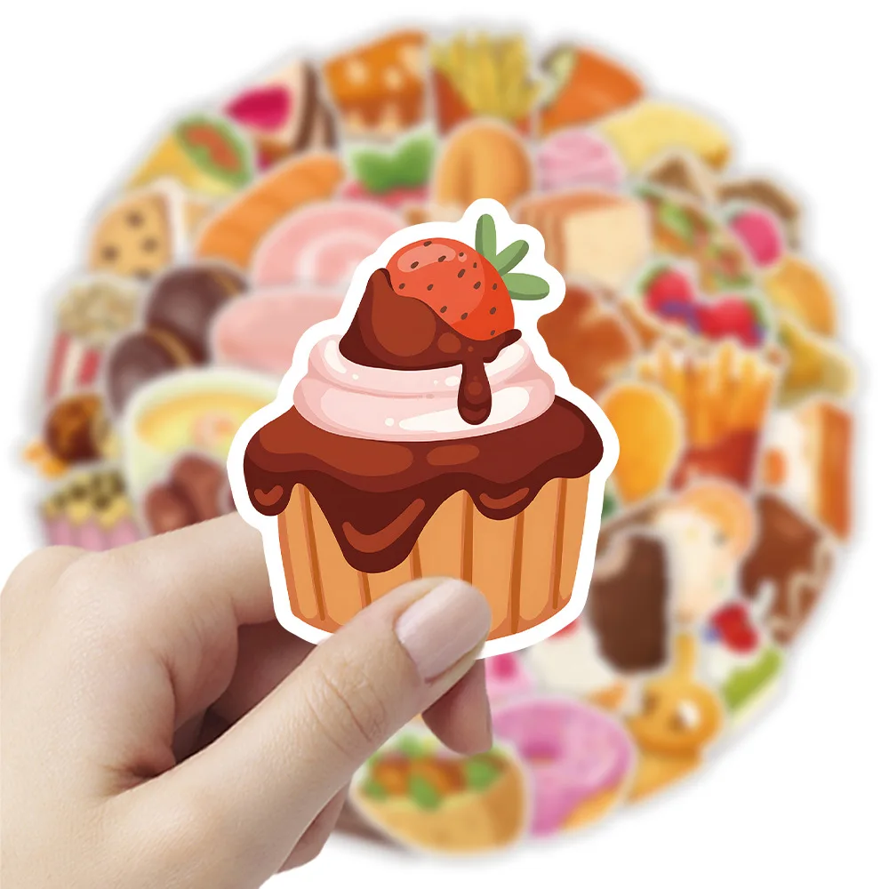50PCS Cartoon Dessert Kuchen Kreative Lebensmittel Wasserdicht Aufkleber Dekoration Notebook Mobile Gitarre Koffer Graffiti Kind Spielzeug