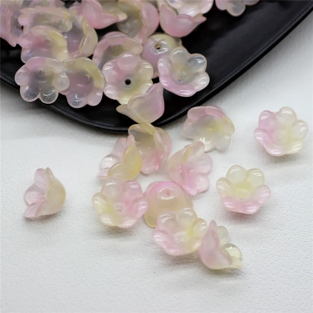 30Pcs/lot 7x12mm Flower Shape Lampwork Crystal Glass Loose Beads for Jewelry Making DIY Earring Keychain Crafts Findings