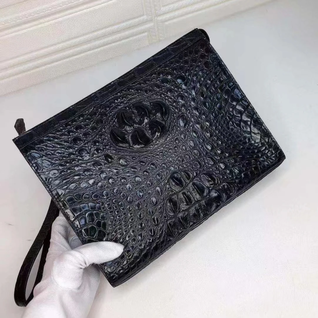 2023 New Luxury Crocodile Leather Men's Clutch Bag Business Leisure Genuine leather Envelope Large Capacity Clutch For Man 50