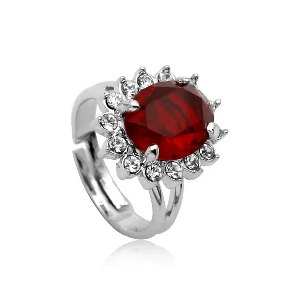 Iutopian Brand Ring For Woman Red Stone With Austrian Crysta Stellux Cubic Zirconia #RG90789