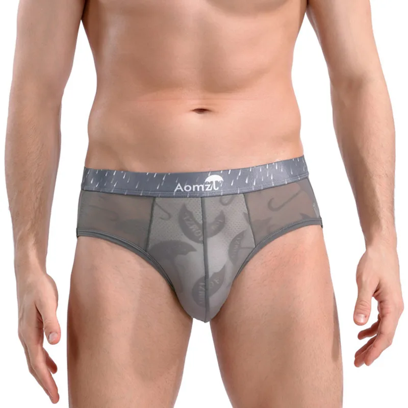 

Ice Silk Sexy Underwear Men Briefs Seamless Thin Breathable Panties Male Jacquard Mid Waist Sexy U Bulge Pouch Underpants Cueca