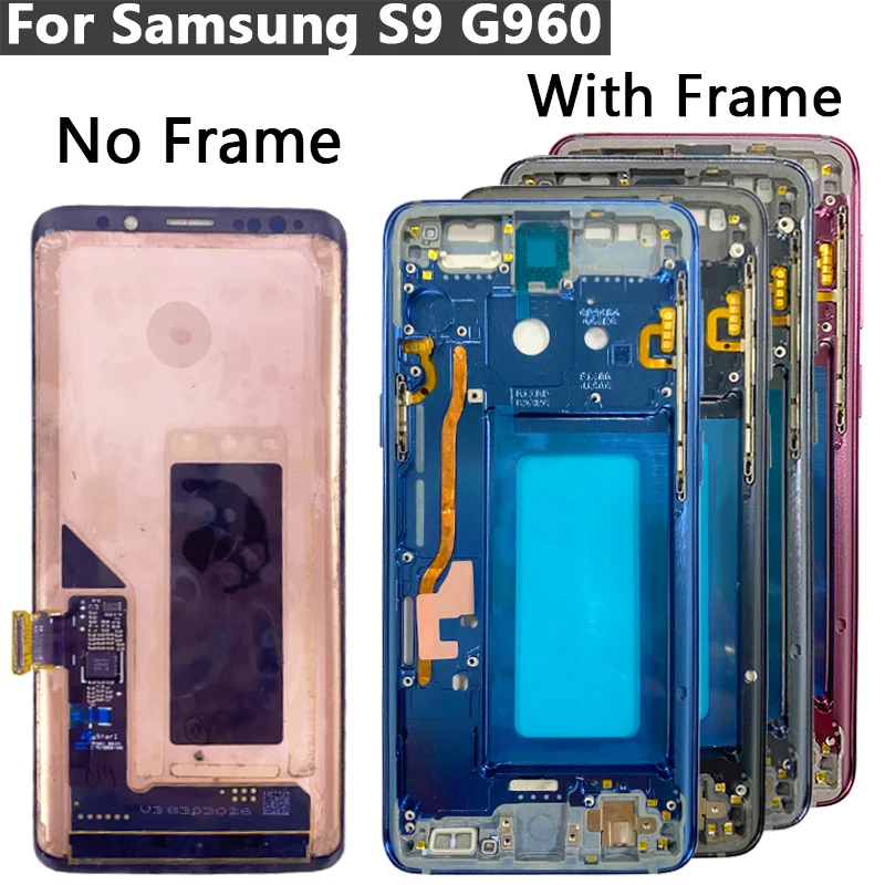 Super AMOLED Display For SAMSUNG Galaxy S9 G960 LCD Display Touch Screen Digitizer Assembly S9 G960FD With Frame NEW Replacement