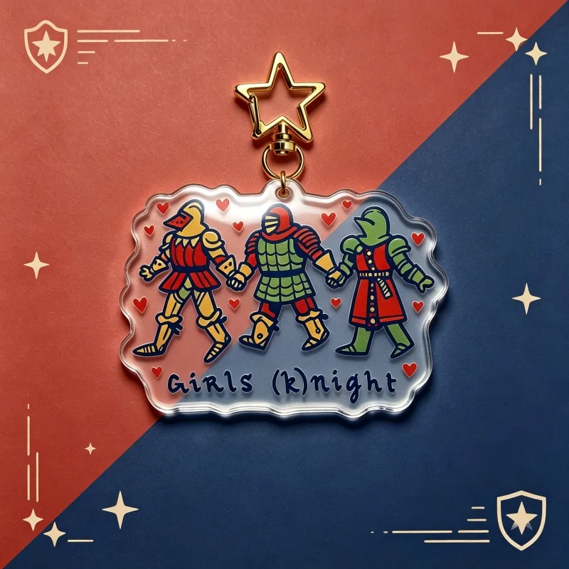 Medieval Female Knight Acrylic Keychain Girl K Nights Keyring Bag Charm Ideal Gift For Best Friends