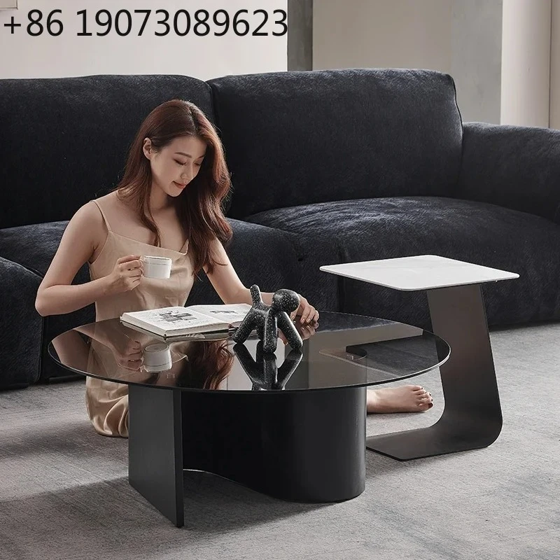 

Журнальный столик из закаленного стекла, прозрачный итальянский минималистичный круглый современный дом для гостиной