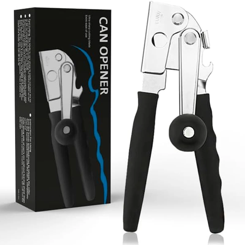Commercial Can Opener Hand Crank Can Opener Manual Heavy Duty with Comfortable Extra-Long Handles Oversized Knob