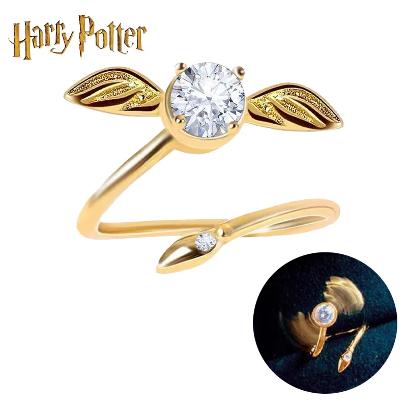 Anello rotante di Harry Potter Anello da cecchino placcato in oro Anello mini ali di Harry Potter Regalo di compleanno