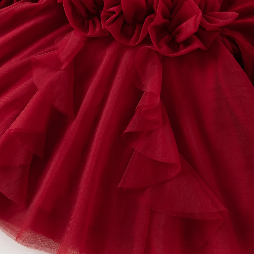 ديف بيلا بنات فستان الأميرة الخريف الشتاء طويلة الأكمام الأطفال فساتين أنيقة لطيف ملابس خارجية للحفلات ملابس الاطفال DBM14515