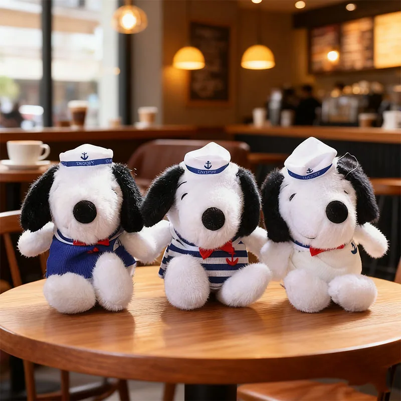 Snoopy Plush Ornament Cartoon Kawaii Blue and White Striped Clothing Plush Pendant Car Ornament Student Backpack Ornament Gift