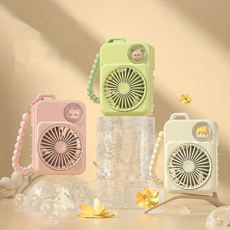 

Cute Cartoon Handheld Mini Fan With Pendant USB Rechargeable Portable Creative Small Fans Pocket Small Electric Fan Wedding Gift