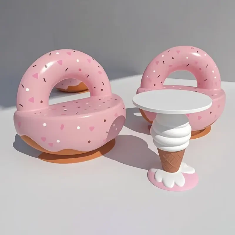 Special Ice Cream Table Waiting Chair Modern Commercial Fiberglass Furniture for Hotel Park Hospital Art Decor