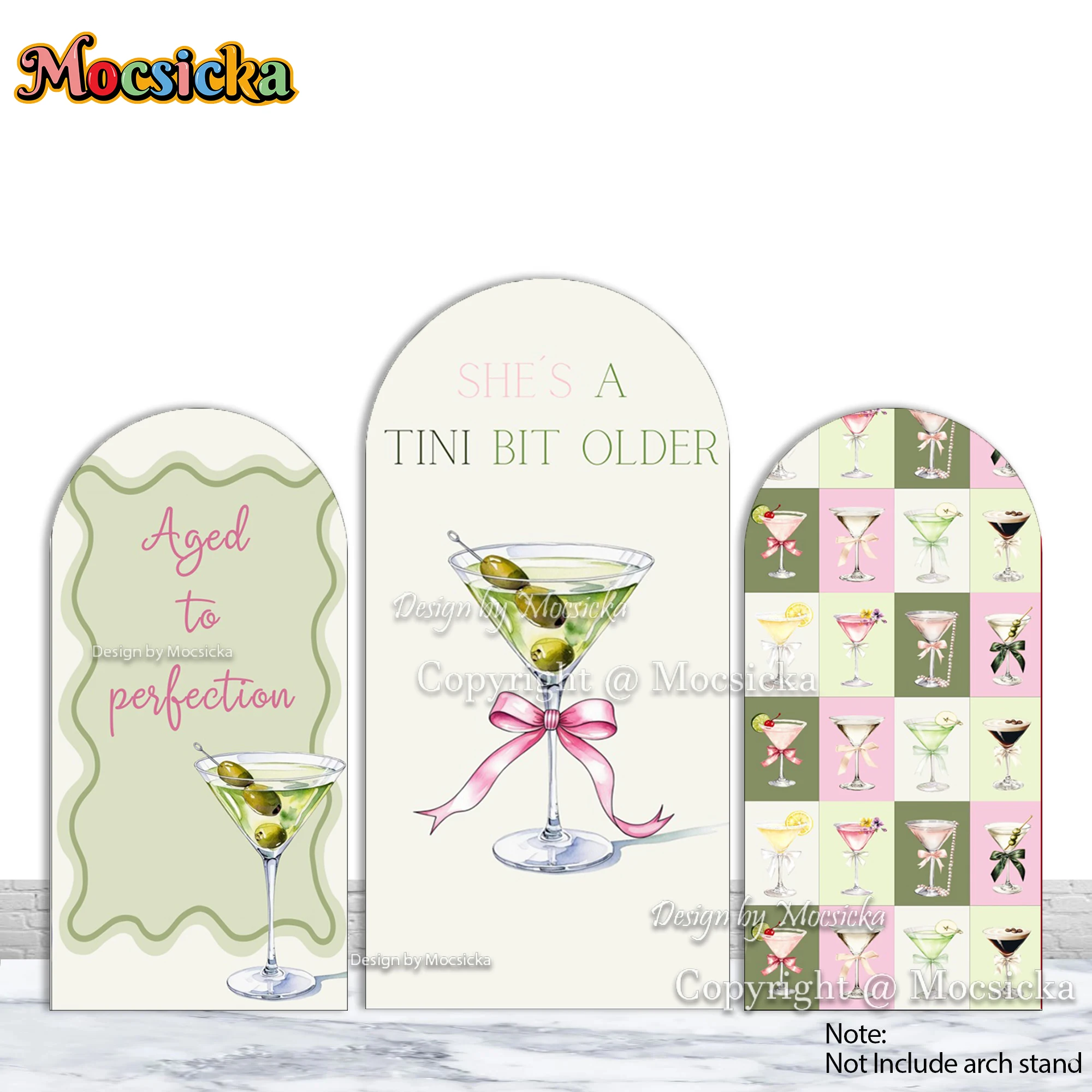 

Mocsicka She's A TINI BIT OLDER Birthday Arch Backdrop Cover Bow-Decorated Glasses Bachelorette Party Background Adult Photozone