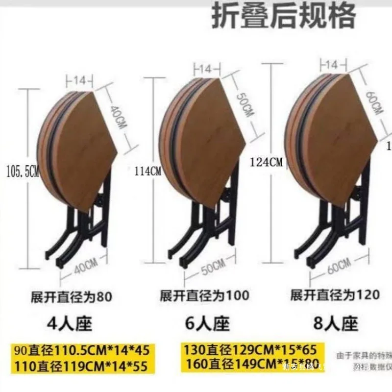 solid wood round folding dining table multi-functional wrought iron household small apartment simple Internet celebrity